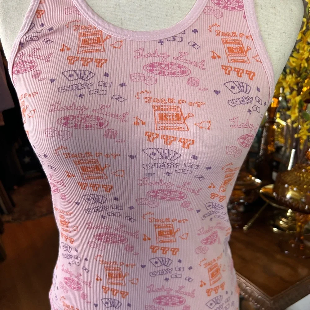 Vintage Pink Graphic Ribbed Tank Top - Picture 4 of 11
